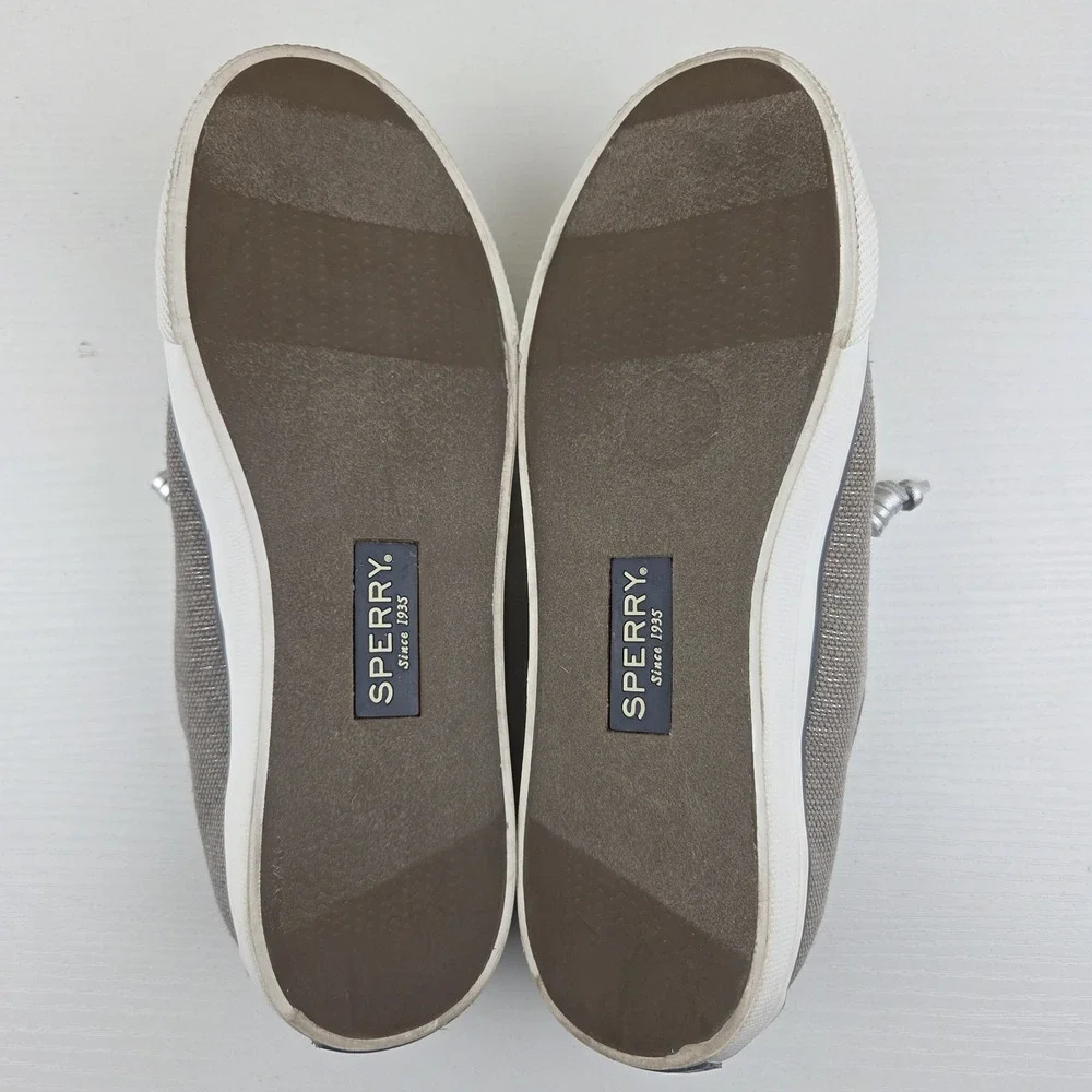 Sperry Top-Sider Seacoast Gray Silver‎ Metallic Canvas Women's Sneaker Size 7 M
